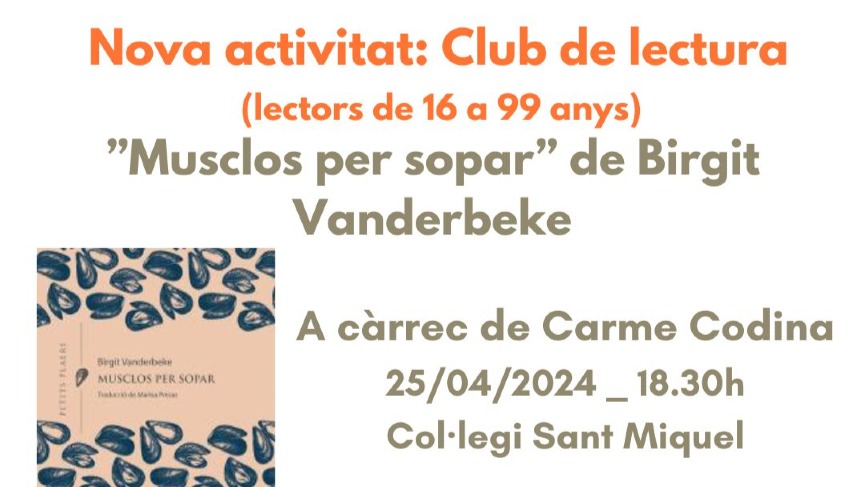 Club de lectura "Musclos per sopar" de Birgit Vanderbeke